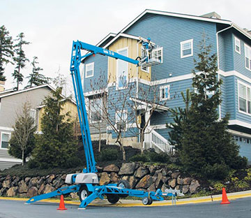 Trailer Boom lift window installation
